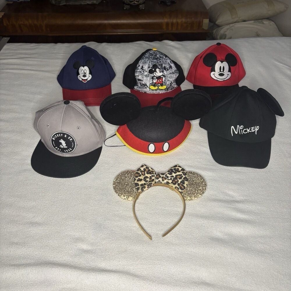 Disney Mickey Mouse Hat Lot Kids‎ Youth OSFM Multicolor Excellent 6pc Bundle